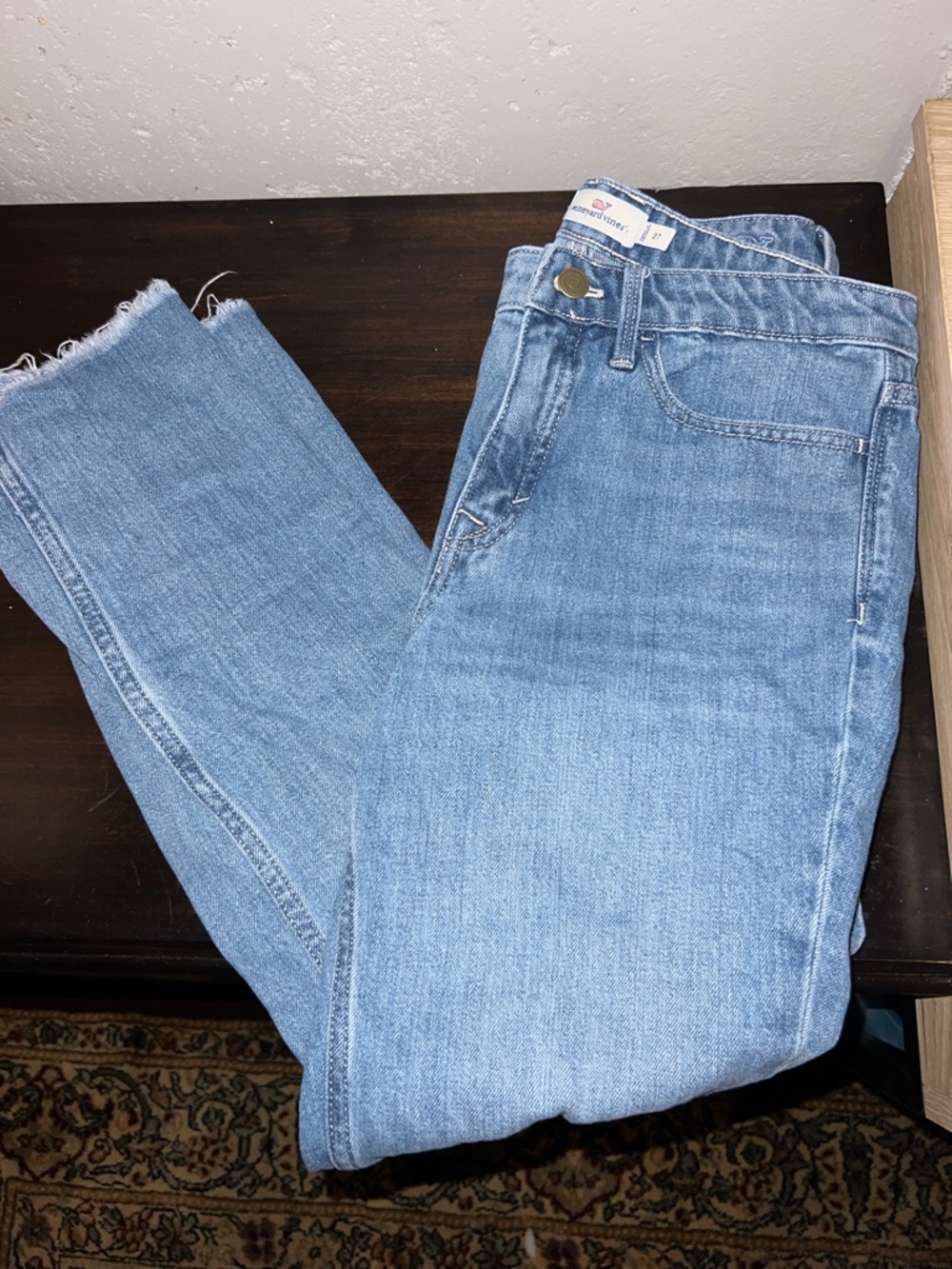 Vineyard Vines Light Blue Skinny Jeans with Frayed Hem